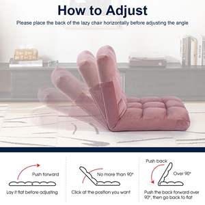 24 inch rộng quá khổ nhung armless nằm phẳng sàn Ghế đệm Thiền ghế 6 điều chỉnh vị trí Ergonomic sàn ghế - Product Image 3