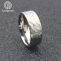 Bague marteau en tungstène plaqué argent 8 mm, tendance, pour homme et femme, alliance de mariage
