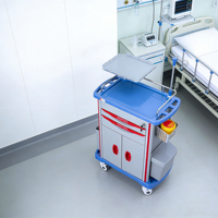 Chariot médical portable d'urgence pour hôpital, en ABS épaissi et alliage d'aluminium, boîte à médicaments d'anesthésie multifonction durable avec 4 roulettes