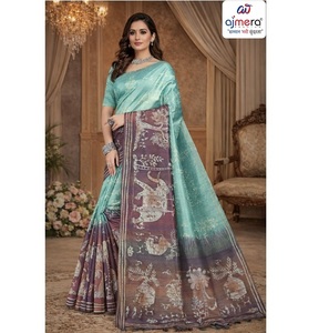 Sari en soie et coton Chanderi de qualité supérieure pour femmes, élégant, offrant une protection solaire, idéal pour les fêtes, avec un confort luxueux pour les occasions spéciales - Product Image 5