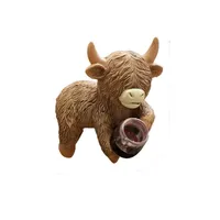 Statue de vache des Highlands en résine créative, peinte à la main, décoration murale artistique, pot de fleurs pour la maison et Noël – Meilleure vente