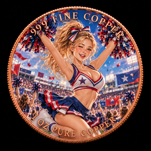 Moneda Conmemorativa de Fútbol Americano para Animadoras, 1 oz, Cobre Puro, Personalizada OEM ODM, Impresión UV a Granel, Grabado en Relieve - Product Image 1