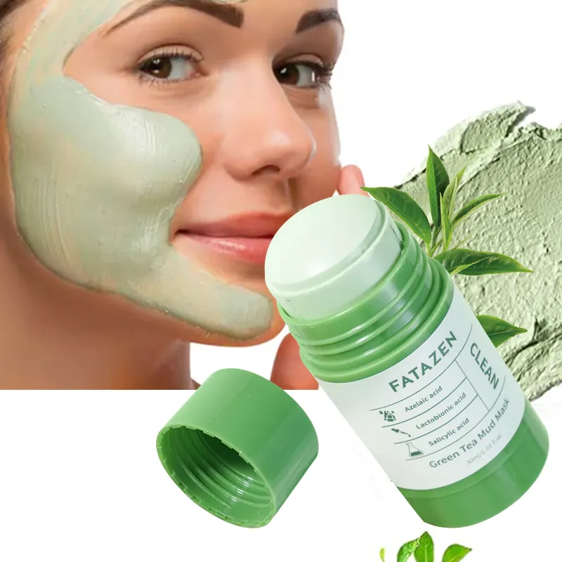 Máscara facial de argila para produtos de beleza, máscara facial para cuidados com a pele, chá verde, rejuvenescimento de acne, máscara facial OEM de limpeza profunda para lama facial