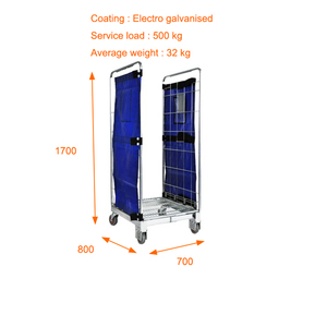Chariot à main pliable à deux côtés en acier Q235 léger 700x800, cage à roulettes H1700/H1950 pour le transport et le stockage - Product Image 4