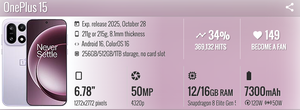 ขายดีโทรศัพท์สำหรับเล่นเกม OnePlus 15 5G, Snapdragon 8 Elite Gen 5หน้าจอ165HZ ขนาด6.78 "7300mAh 120W ชาร์จได้อย่างรวดเร็ว - Product Image 6