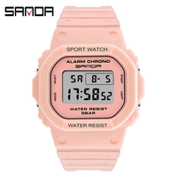 Jam Tangan Digital Sanda Eropa Amerika Terlaris Model Kotak Layar Tunggal Multi-Fungsi Alarm Bercahaya Outdoor ABS Akrilik
