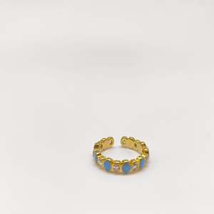 Fashion <b>Rings</b> 316L Stainless Steel PVD Gold Plating Blue Enamel Inlay <b>Adjustable</b> <b>Size</b> For Women Men Jewelry - Product Image 1