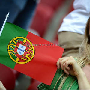 Jeu de sport en gros agitant à la main le drapeau avec mât 100% Polyester main portugaise agitant des drapeaux - Product Image 3