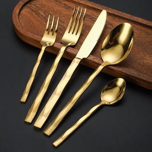Diamond Pattern Stainless Steel Knife Fork Spoon Set 5 Piece Western <b>Utensils</b> Durable Party Dinnerware - Product Image 2