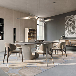 Bộ bàn ăn phòng khách sang trọng bằng đá cẩm thạch đen tự nhiên <span class=keywords><strong>Foshan</strong></span>, 6-8 ghế, bàn ăn cao cấp - Product Image 2