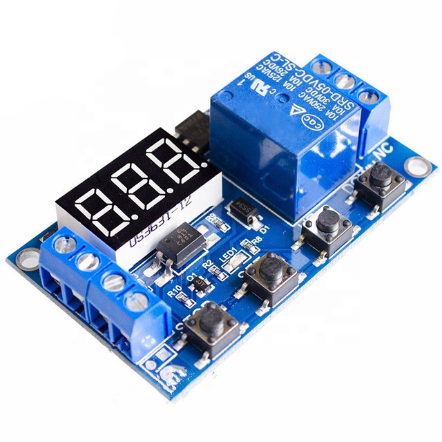 1 Channel 5V Relay 6-30V Relay Module OFF/ON Switch Trigger Time Delay Circuit Timer Cycle 999 minutes Adjustable XY-J02
