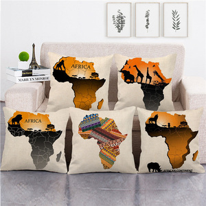 Taies d'oreiller en coton et lin pour décoration intérieure, taies d'oreiller africaines, carte d'afrique décorative ethnique - Product Image 6