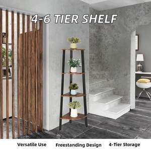 4 tầng đứng Gỗ Kim Loại tổ chức kệ <span class=keywords><strong>6</strong></span> tầng cây hiển thị Kệ đứng 4 tầng góc lưu trữ chủ sở hữu - Product Image 2
