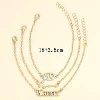 Fabricant plaqué or signe du zodiaque ensemble de bijoux verseau bélier gémeaux cancer sagittaire horoscope signes bracelet de chaîne de charme