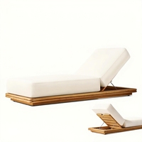Lit de soleil de luxe en teck massif avec auvent réglable et coussin résistant aux UV - Lit de jour modulaire pour piscine, hôtel, resort, jardin