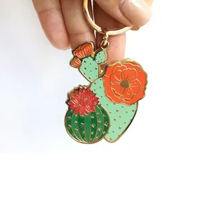 Matel Key Chain Custom Logo Floral Flower Enamel Keychain Cute Keyrings Beautiful Keychains Peony