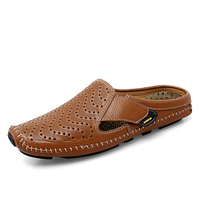 Mules pour hommes chaussures mocassins conduite pantoufles Penny mocassins appartements en cuir sans lacet à enfiler été Air trou bas respirant sandales
