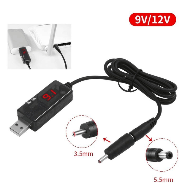 USB to DC5.5/3.5mm 5V Boost to 9V 12V USB Step-up Converter Charging Line Cable