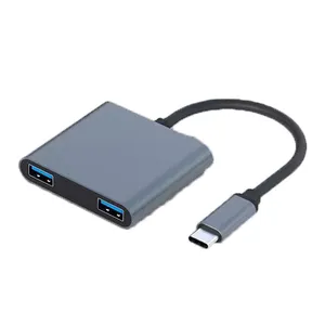 Hub usb 3.0 de 4 portas, hub usb multifunções de fábrica, 4 entradas, concha de alumínio, usb 3.0, 60w, pd, carregamento de entrega de energia, 4 entradas, hub usb