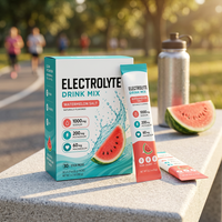 Watermelon Salt Electrolyte Drink Mix Powder Stick Packs Low Sodium Sport Hydration Supplement