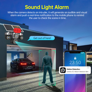 Caméra de sécurité solaire extérieure 4 objectifs 12MP panoramique <span class=keywords><strong>4G</strong></span>, vision nocturne couleur, alarme audiovisuelle, caméra IP sans fil, surveillance 24h/24 et 7j/7 - Product Image 5