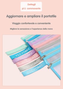 Bolsas de documentos A4 para estudiantes, clasificación de libros de texto, bolsa de documentos de malla doble, suministros escolares, carpeta de archivos transparente de nailon - Product Image 6