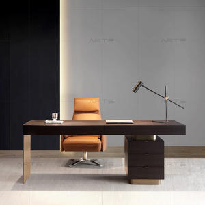 Muebles de oficina modernos para el hogar, escritorio de madera con patas de <span class=keywords><strong>metal</strong></span> y cajones, de acero inoxidable, gran oferta - Product Image 6