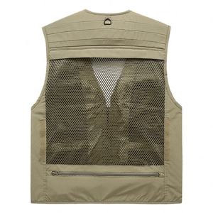 Custom Print Embroidery Logo <b>Men</b> Casual Autumn Outerwear Work Cargo Photographer Black Mesh Multi-Pocket <b>Vest</b> - Product Image 5