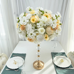 New Flower Ball Rose Artificial Flower Champagne White Mixed Arrangement for Graduation Christmas Weddings Table Decorations - Product Image 6