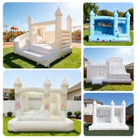 Château gonflable commercial pour enfants, thème Lune Blanche, avec toboggan aquatique, pour la location événementielle
