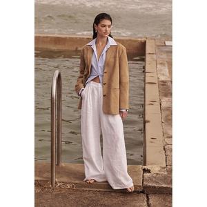 <span class=keywords><strong>Pantaloni</strong></span> estivi da donna in <span class=keywords><strong>lino</strong></span> a vita alta a vita larga <span class=keywords><strong>marrone</strong></span> a gamba larga con <span class=keywords><strong>pantaloni</strong></span> <span class=keywords><strong>di</strong></span> <span class=keywords><strong>lino</strong></span> bianco - Product Image 3