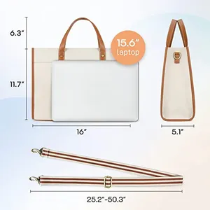 Newest Design Women Lady Canvas Leather PU Tote Bag With Key Chain High Quality And Best Price For Laptop Multiple Pockets