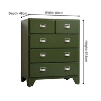 Buffet modulaire moderne en acier inoxydable vert olive avec 5 tiroirs, commode de rangement pour salon