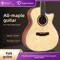 41-Inch 6-Steel-Strings Glossy-Finish Maple Neck Basswood Body Rosewood Fretboard Beginner-Professional Acoustic Guitar