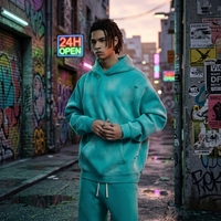 Sweat à capuche oversize pour homme, effet délavé vintage, avec doublure polaire, détails déchirés et usés, motif graffiti singe audacieux, style streetwear