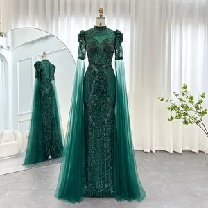 Jancember Hot Sale Green Full Sleeve Lace Sequined Women Prom Plus Size Fashion Elegant Evening Dresses