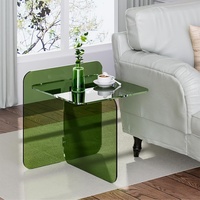Table basse en acrylique vert pour la décoration de la maison, table d'appoint minimaliste pour le salon, design simple, meubles
