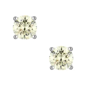 YILUN Hypoallergenic 925 Sterling Silver Stud Earrings Nickel Free Rhodium Plated Yellow Cubic Zirconia Luxury Gemstone Earrings