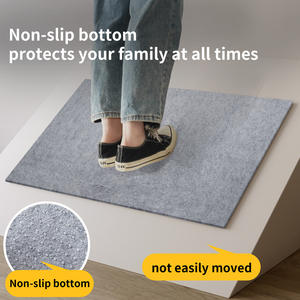 Tapis de cuisine rectangulaire gris non tissé, absorbant, antidérapant, résistant à l'huile, lavable - Product Image 4