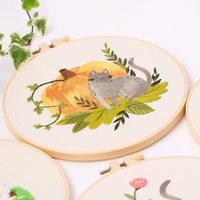 Kit de Broderie Point de Croix Motif Chat DIY Fait Main Tissu Textile Pâques Inclut Fils Aiguilles Cerceaux Directement de l'Usine