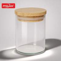 Pot de conservation alimentaire en verre Pyglass avec couvercle en bambou