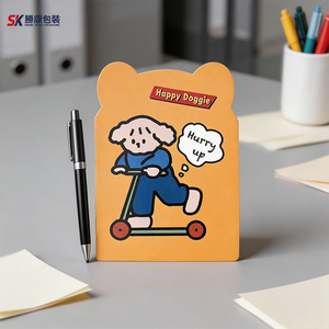 Happy Doggie Cartoon <b>Memo</b> <b>Pad</b> Orange Bear Shape Non-Adhesive Colorful Design for Desk Use - Product Image 1