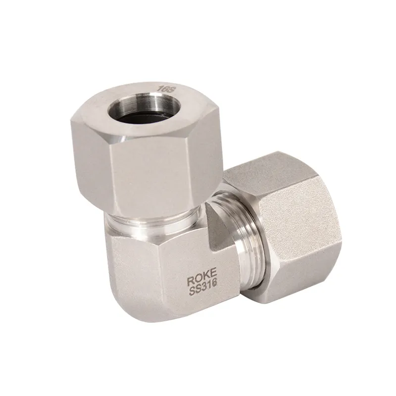 Stainless Steel Single Ferrule Elbow Union Hydraulic Compression 90 Tube Fittings DIN2353  ISO8434.1