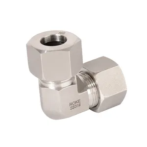 Stainless Steel Single Ferrule Elbow Union Hydraulic Compression 90 Tube Fittings DIN2353 ISO8434.1