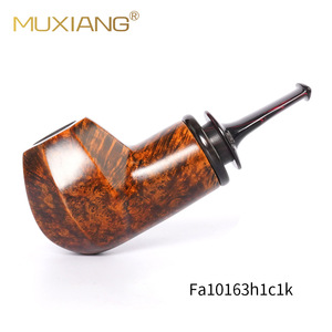 Muxiang Tobacco Pipe Straight Type 3mm Filter Gold Contrast With Smooth Bull Horn Ring Cumberland - Product Image 3