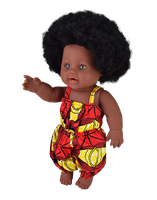 Poupée Mannequin Éducative Fille Africaine Cheveux Afro Noirs 12 Pouces en Plastique Souple, Vêtements Interchangeables, Unisexe pour Enfants de 3 Ans et Plus