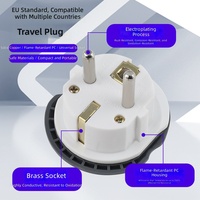 Adaptateur de prise standard européen transfrontalier pour prises françaises, coréennes, russes, allemandes - 16A 250V ASB Fer & Cuivre PC