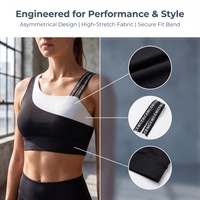 Soutien-gorge de sport yoga haute performance à bretelles croisées en Spandex/Nylon avec imprimé et logo frontal, tissu respirant, stock usine disponible