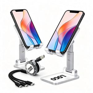 Promotion Electronic Gift Set <b>3</b> in 1 <b>USB</b> <b>Cable</b> for iPhone Charger <b>Cables</b> 3A Fast Charging Retractable Mobile Phone Stand Holder - Product Image 1