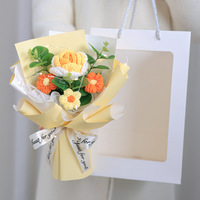 Bouquet de fleurs au crochet fait main, rose en peluche amigurumi prête à l'emploi, idéal pour la Saint-Valentin, les remises de diplômes et les cadeaux d'anniversaire